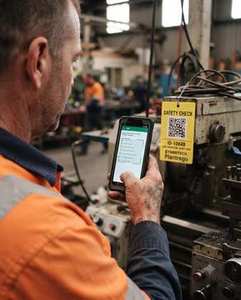 crew scanning a tag with a phone